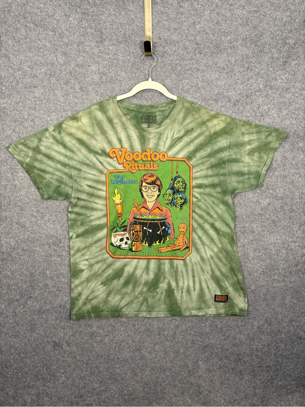 Steven Rhodes Voodoo Rituals Green Tie Dye Graphic Tee L